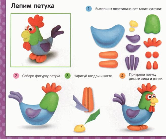 Un cocoș din plastilina pas cu pasul 1